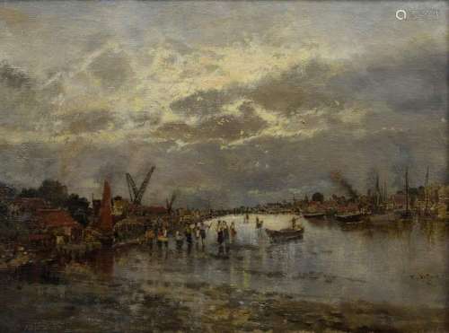 Heffner, Karl (1849-1925) "River Scene", oil/canva...