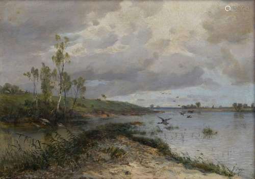 Unknown artist c. 1900 (F. v. Hugo?) "An der Weser"...