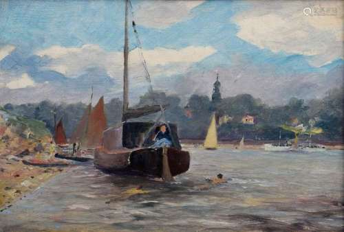 Unknown artist c. 1910 "Boats on the Starnberger See in...