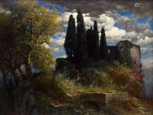 Rüdisühli, Hermann Traugott (1864-1944) "Cypresses in f...