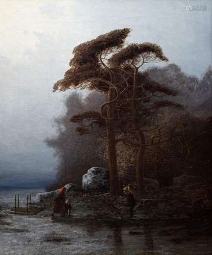 Munthe, Ludwig (1841-1896) "Nordic Landscape with Lumbe...