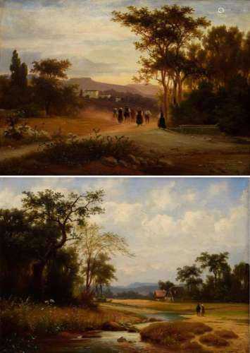 2 landscape views of an unknown artist of the 19th c. "...