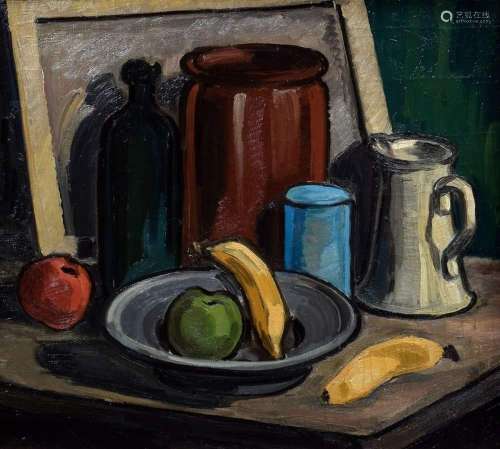 Monogrammed artist of the 20th c. "Still life with jars...