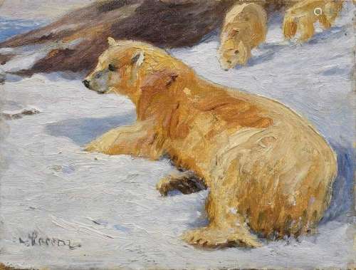 Lorenz, Willy (1901-1981) "Polar Bears", oil study...