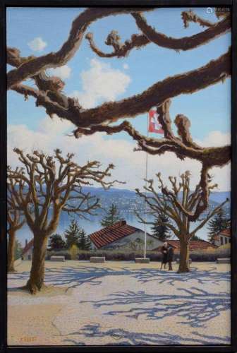 Kreidt, Fritz (1936-2020) "Kilchberg" 2002, oil/pl...