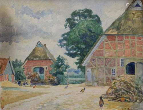 Eitner, Ernst (1867-1955) "On the farm" c. 1910, w...