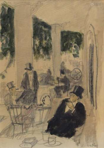 Unknown artist of the 1920s "Gentlemen on the Terrace&q...