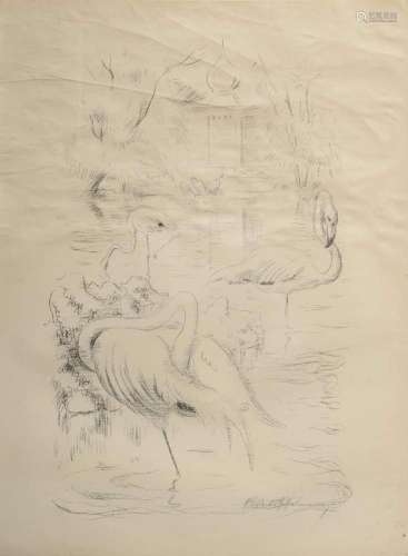 Ahlers-Hestermann, Friedrich (1883-1973) "Flamingos&quo...
