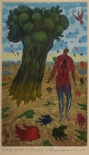 Brauer, Arik (1929-2021) "Man and Tree", colour et...