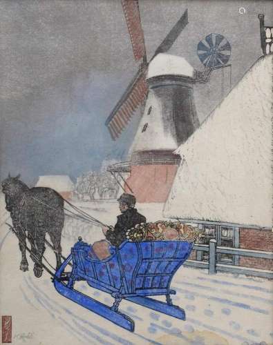 Förster, Hans (1885-1966) "Vierland scene with carriage...