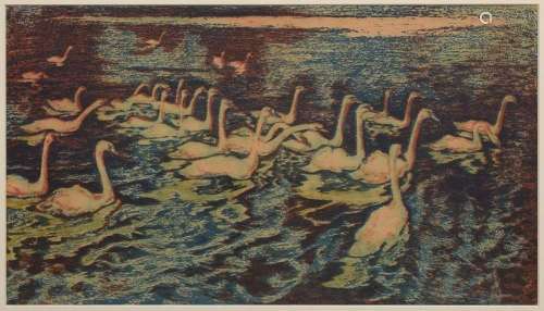 Illies, Arthur (1870-1952) "Swans" 1903, colour et...