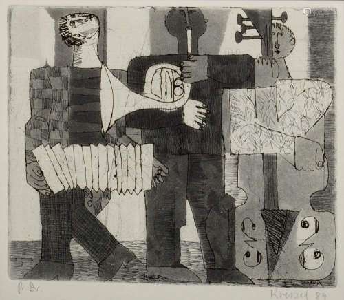 Kressel, Dieter (1925-2015) "Trio" 1989, etching, ...