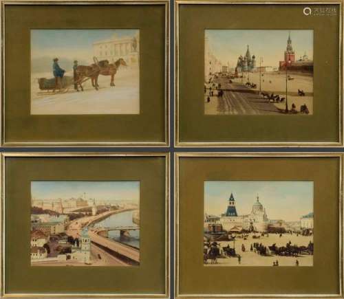 4 albumen photographs "Moscow" (Red Square, Kremli...
