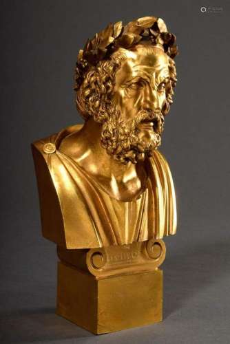 Grand Tour souvenir bust "Homer", fire-gilt bronze...