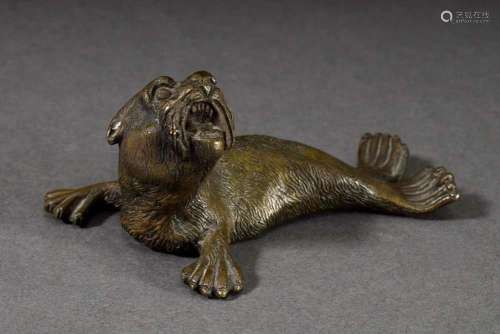 Sculpture "Young sea lion", bronze, c. 1900, l. 9c...