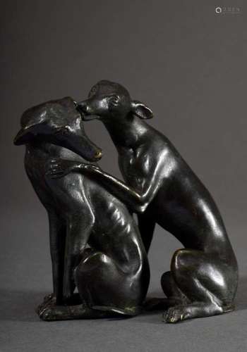 Bronze figure "Two greyhounds", dark patinated, 12...