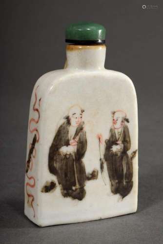 Chinese porcelain snuff bottle with figural painting and gre...