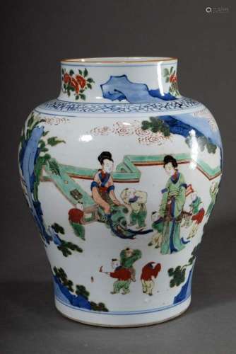 Large baluster vase with Famille Vert painting "Childre...