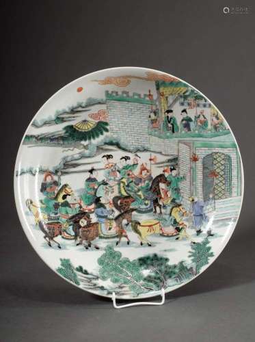 Large Chinese bowl with detailed Famille Vert painting "...