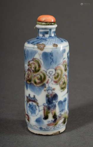 Chinese porcelain snuff bottle in cylindrical form with unde...