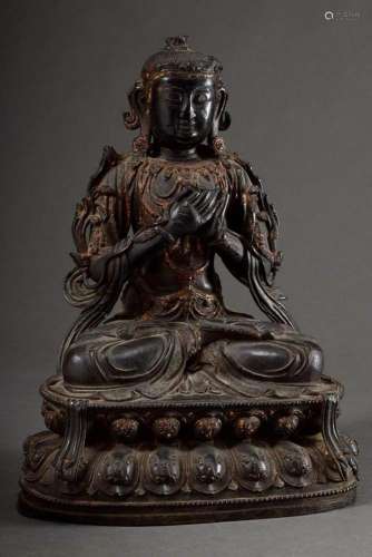 Large "Buddha" figure in Padmasana seated on a dou...