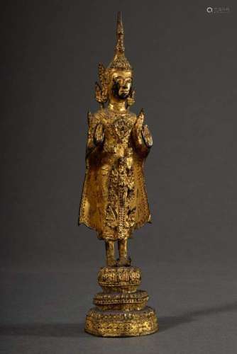 Gilt bronze Buddha statue in Ratanakosin style, Thailand 19t...