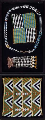 4 Various pearl embroideries in 2 frames, probably Africa 20...