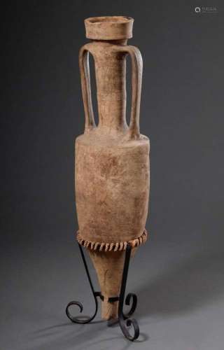Antique terracotta wine amphora in iron frame, type Dressel ...
