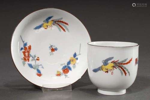 Meissen Koppchen/saucer with polychrome painting "India...