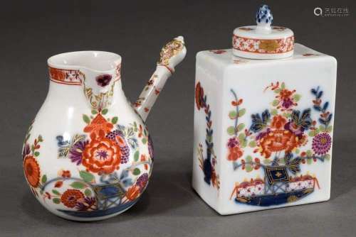 2 Various pieces Meissen with polychrome painting "Tabl...