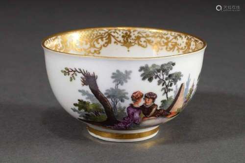 An early Meissen cooper with polychrome painting "Watte...