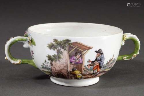 Early Meissen soup cup with polychrome painting "Genre ...