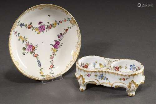 2 Various pieces of porcelain: Frankenthal bowl with polychr...