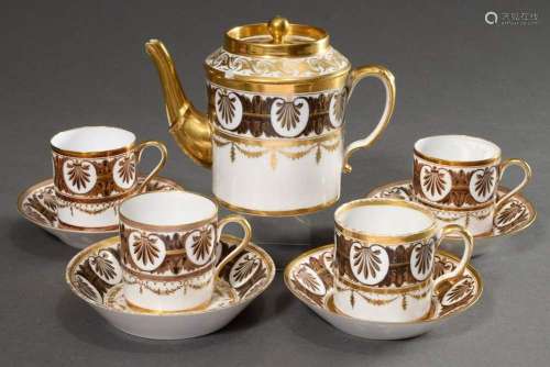 5 pieces of Empire porcelain with antique decoration "p...