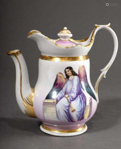 Late Biedermeier porcelain jug with coloured painting "...