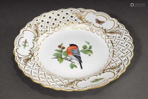 Meissen plate with polychrome bird painting "Bullfinch&...