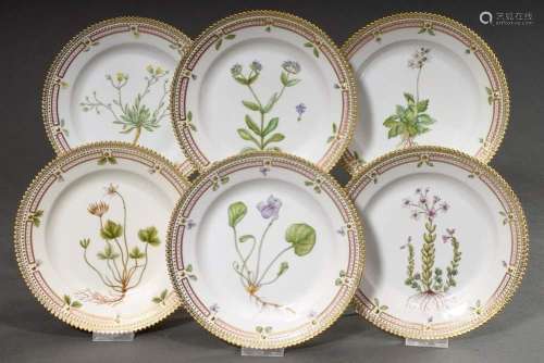 6 Royal Copenhagen "Flora Danica" breakfast plates...