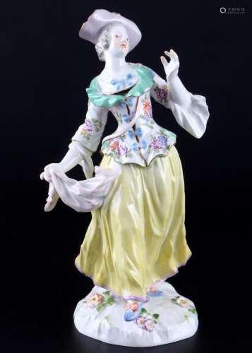 Meissen large woman with bag 1295 1st choice, Dame mit Umhän...