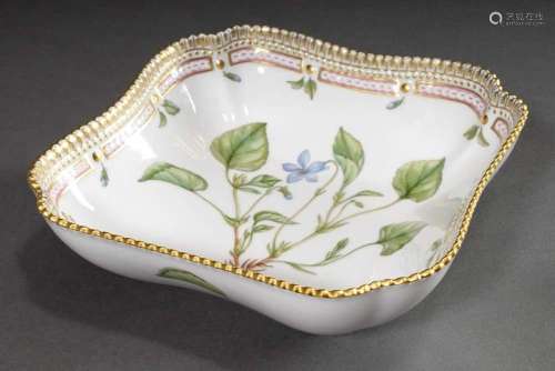 Royal Copenhagen "Flora Danica" square bowl with p...