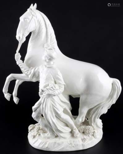 Meissen blackamoor with white horse, Mohr mit Schimmel,