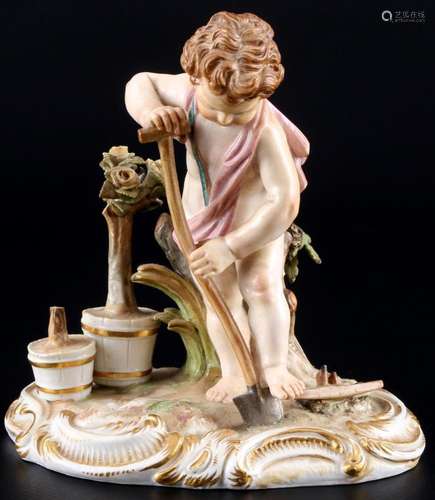 Meissen Allegory of Earth cherub gardener, knob mark 1860-19...