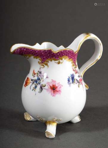 Meissen creamer with polychrome painting "Blossoms"...