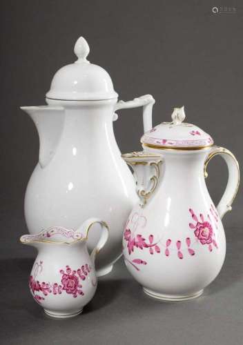 3 Various pieces Meissen "Indian Purple" and "...