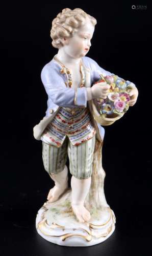 Meissen gardeners child with basket 1st choice, knob mark 18...