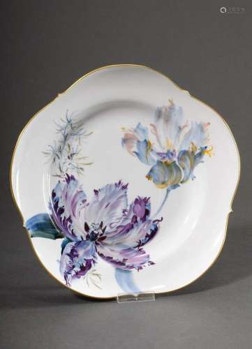 Meissen wall plate with polychrome floral painting "Tul...