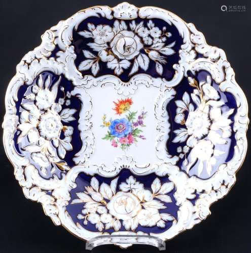 Meissen B-Form Flower Bouquet royal blue large splendor bowl...