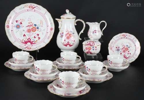 Meissen Indian birds coffee service for 6 people 1st choice,...