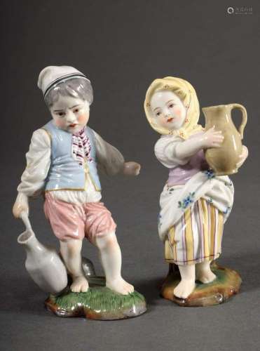 2 Various Höchst figures "Girl and boy with jug", ...