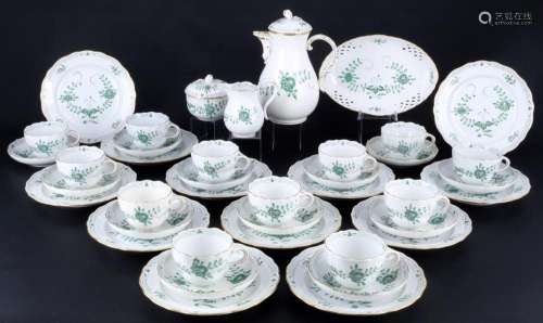 Meissen Indian Green coffee service for 12 persons, Kaffeese...