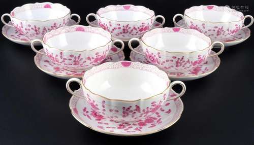 Meissen Indian Purple Rich 6 soup cups 1st choice, Suppentas...